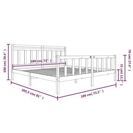 sengeramme 180x200 cm Super King massivt træ