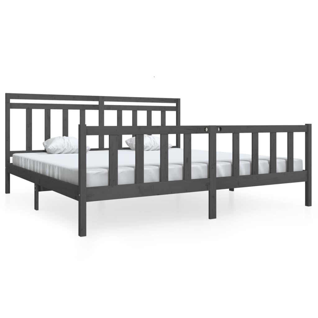 sengeramme 200x200 cm massivt træ grå