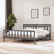 sengeramme 200x200 cm massivt træ grå