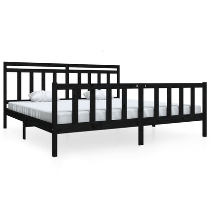 sengeramme 200x200 cm massivt træ sort