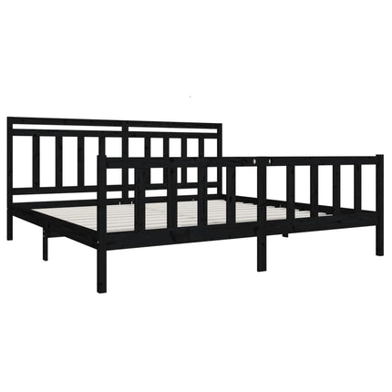 sengeramme 200x200 cm massivt træ sort