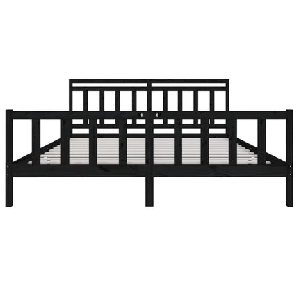 sengeramme 200x200 cm massivt træ sort