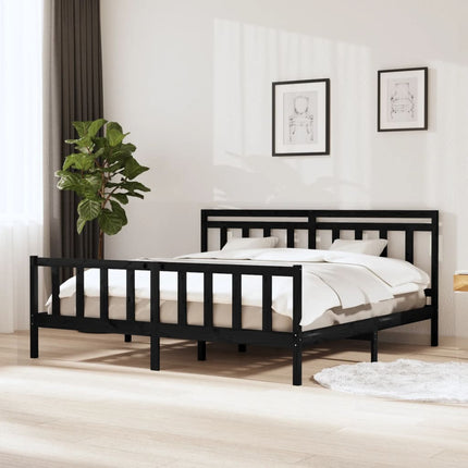 sengeramme 200x200 cm massivt træ sort