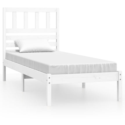 sengeramme uden madras 75x190 cm massivt fyrretræ hvid