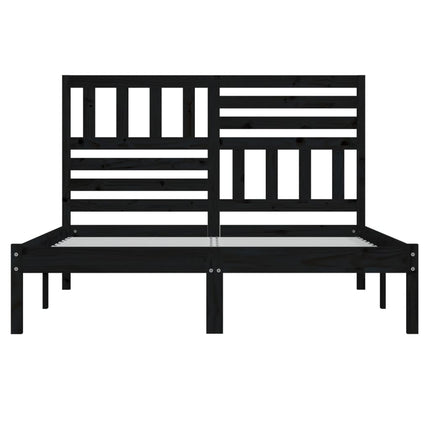 sengeramme 140x190 cm massivt fyrretræ sort