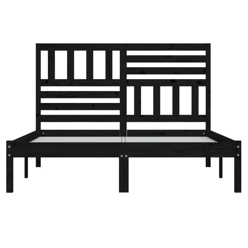 sengeramme 140x190 cm massivt fyrretræ sort