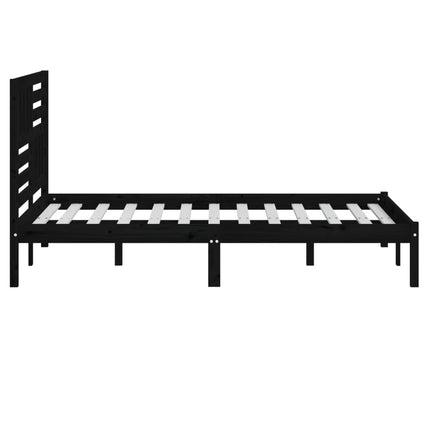sengeramme 140x190 cm massivt fyrretræ sort
