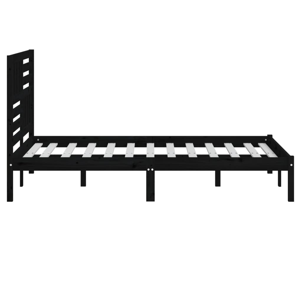 sengeramme 140x190 cm massivt fyrretræ sort