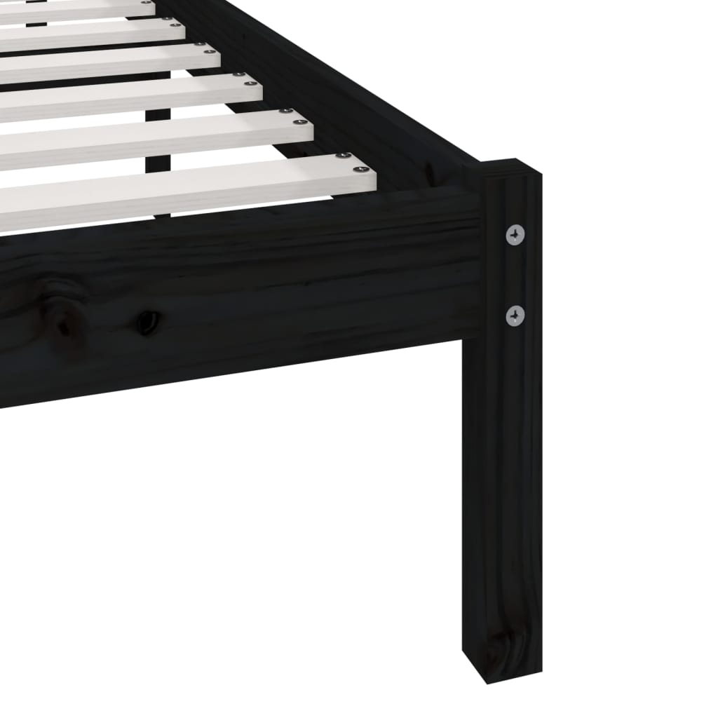 sengeramme 140x190 cm massivt fyrretræ sort