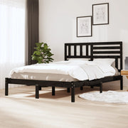 sengeramme 140x190 cm massivt fyrretræ sort