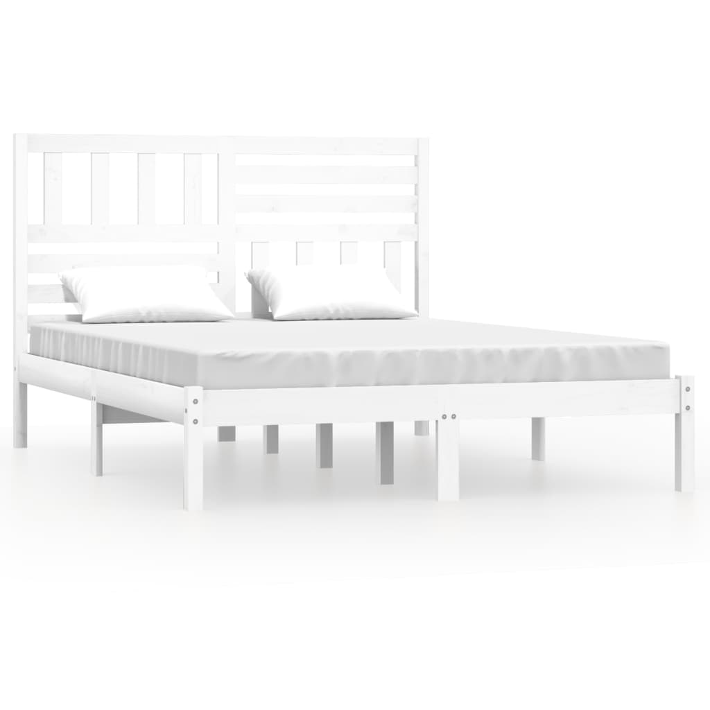 sengeramme 120x200 cm massivt fyrretræ hvid