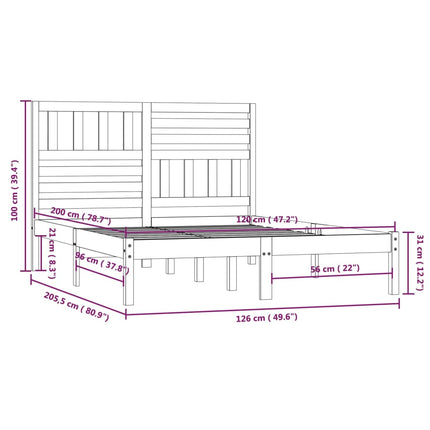 sengeramme 120x200 cm massivt fyrretræ hvid