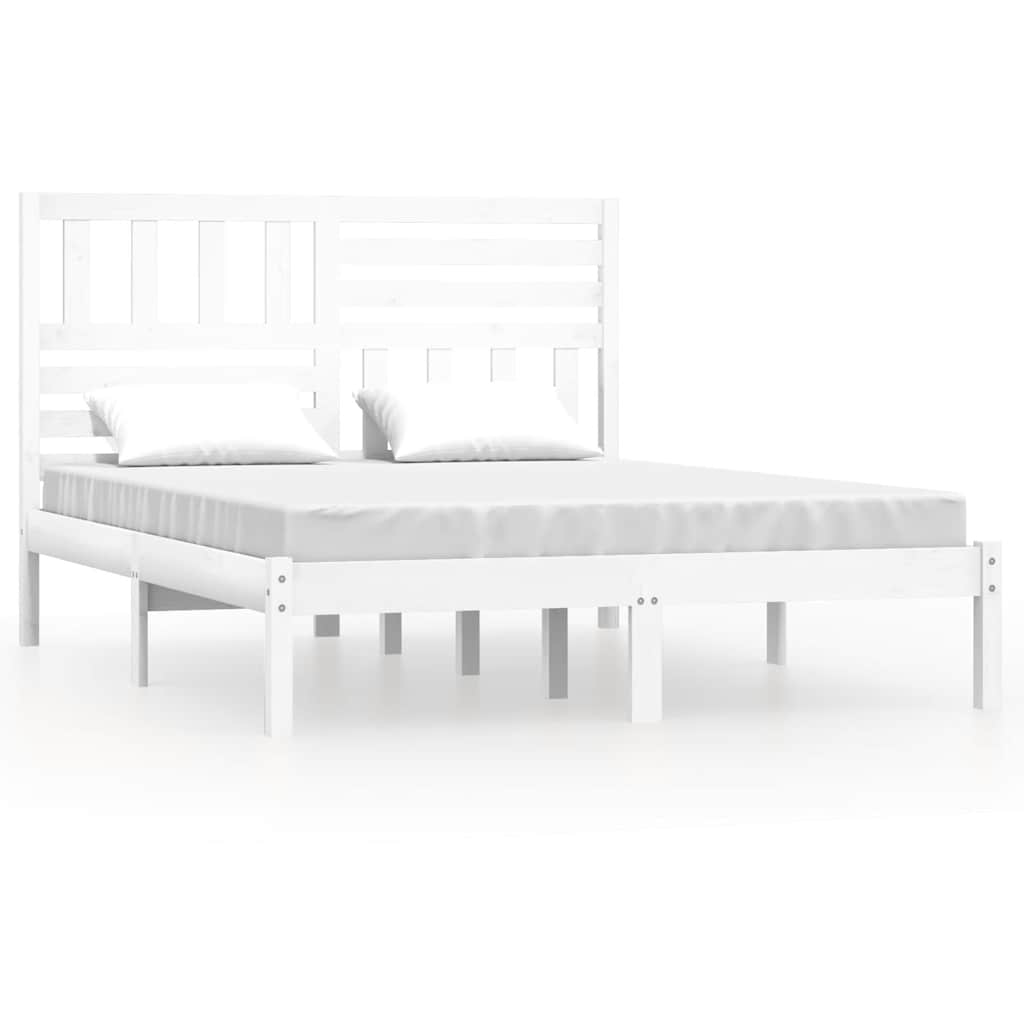 sengeramme 140x200 cm massivt fyrretræ hvid