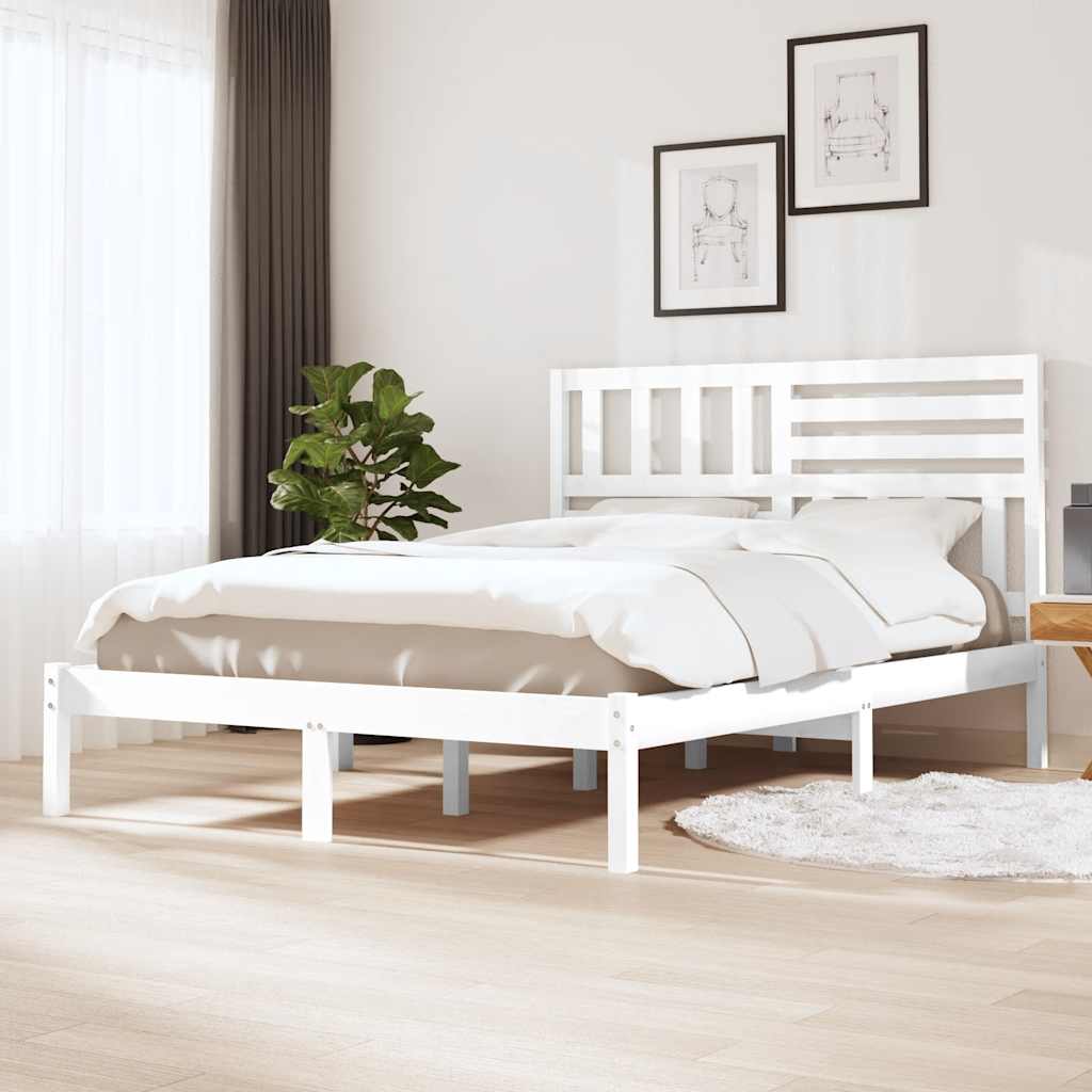 sengeramme 140x200 cm massivt fyrretræ hvid