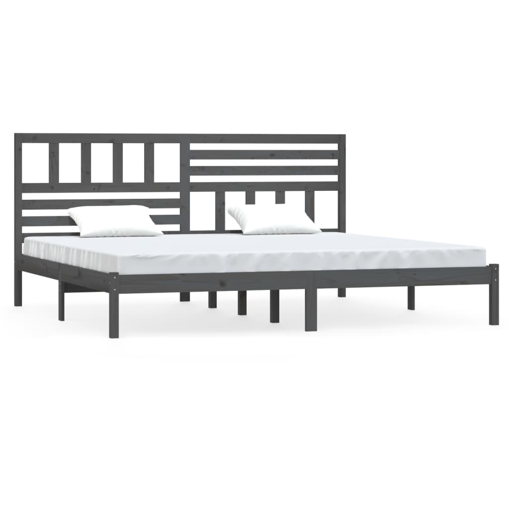 sengeramme 200x200 cm massivt fyrretræ grå
