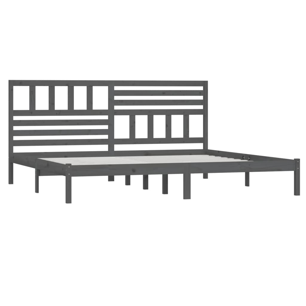 sengeramme 200x200 cm massivt fyrretræ grå