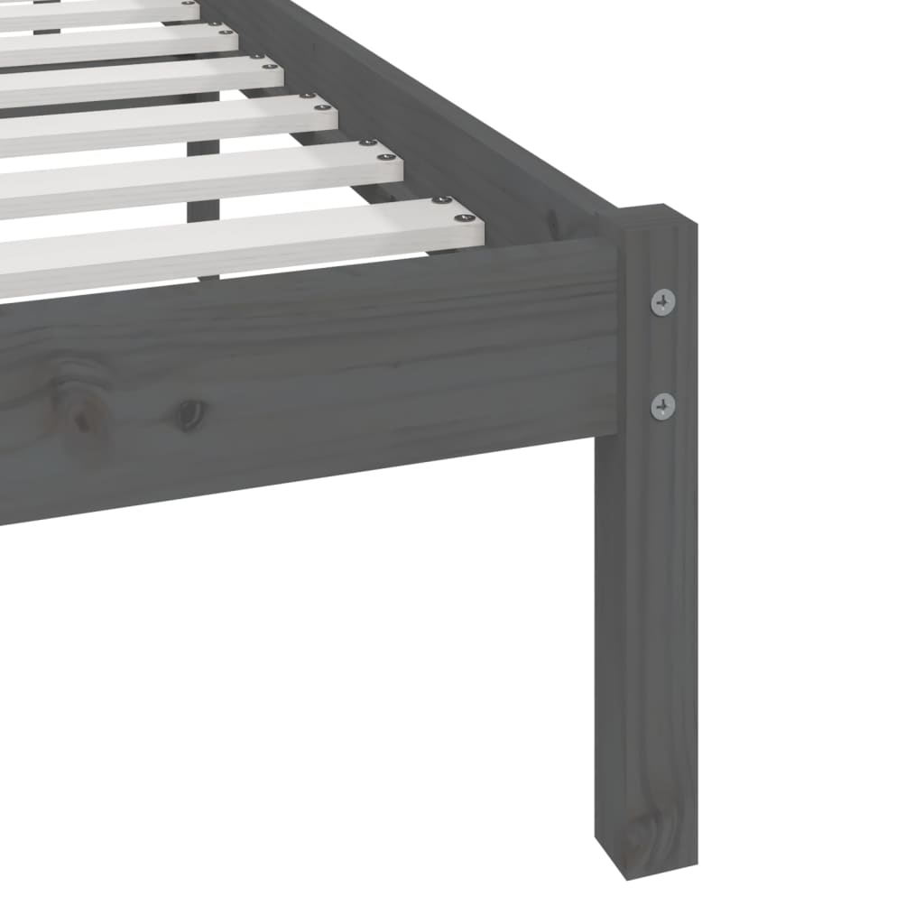 sengeramme 200x200 cm massivt fyrretræ grå