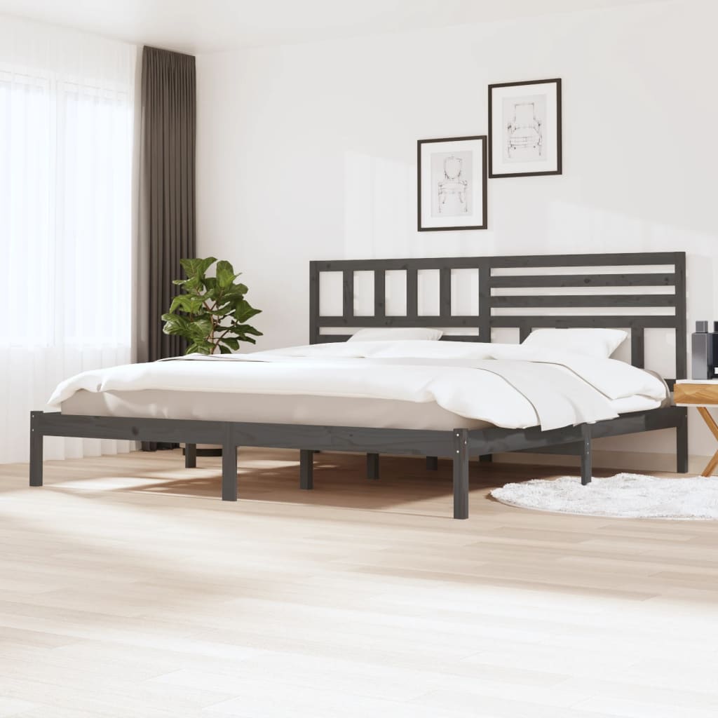 sengeramme 200x200 cm massivt fyrretræ grå
