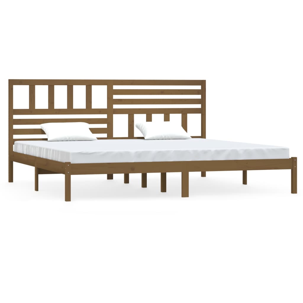 sengeramme 200x200 cm massivt fyrretræ gyldenbrun