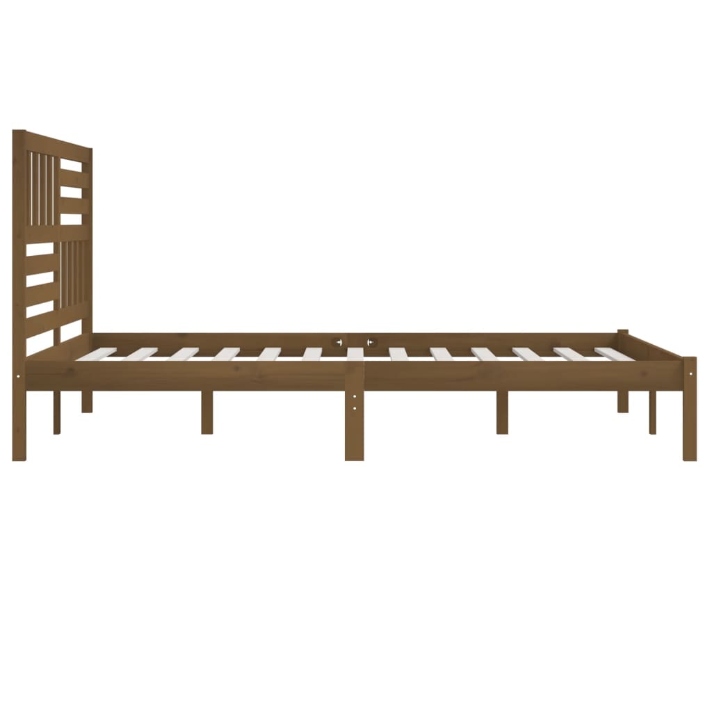 sengeramme 200x200 cm massivt fyrretræ gyldenbrun