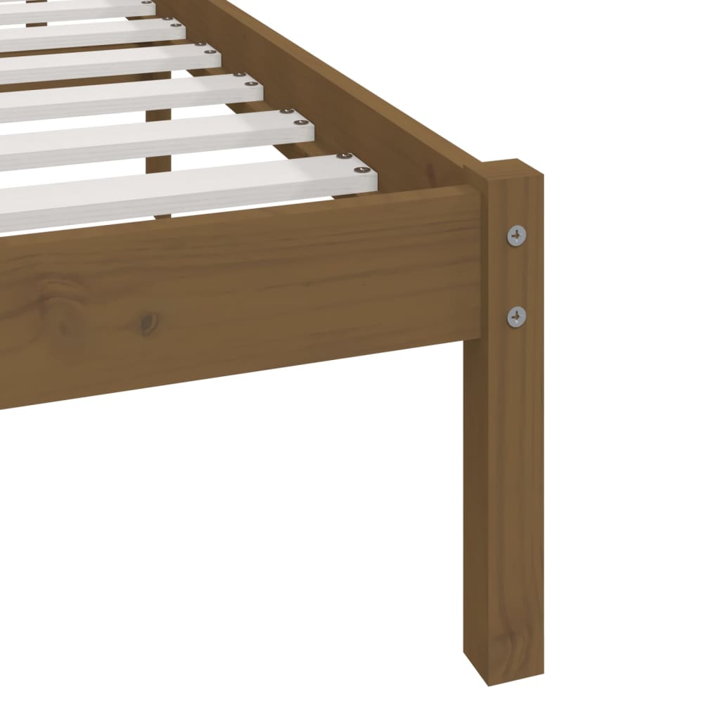 sengeramme 200x200 cm massivt fyrretræ gyldenbrun