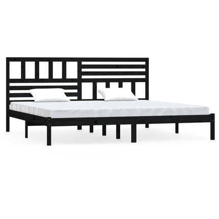 sengeramme 200x200 cm massivt fyrretræ sort