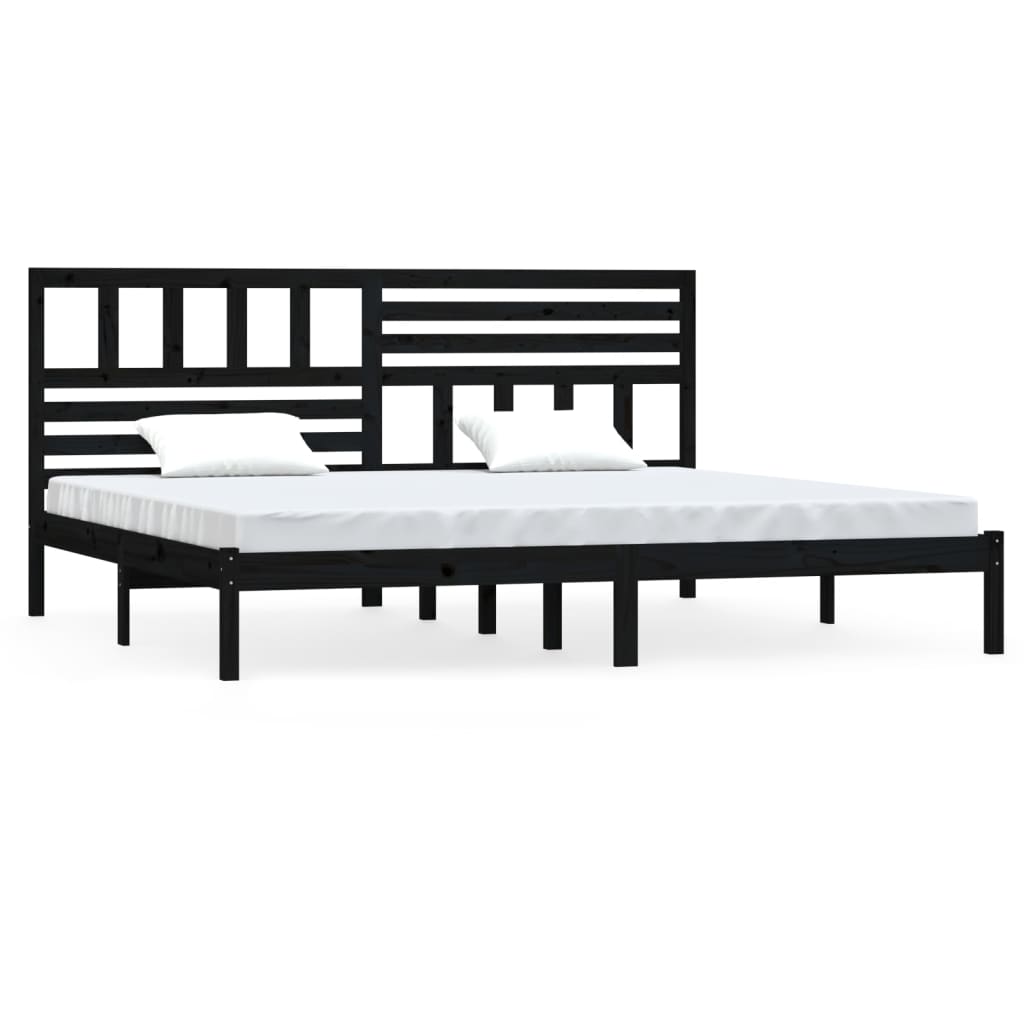 sengeramme 200x200 cm massivt fyrretræ sort