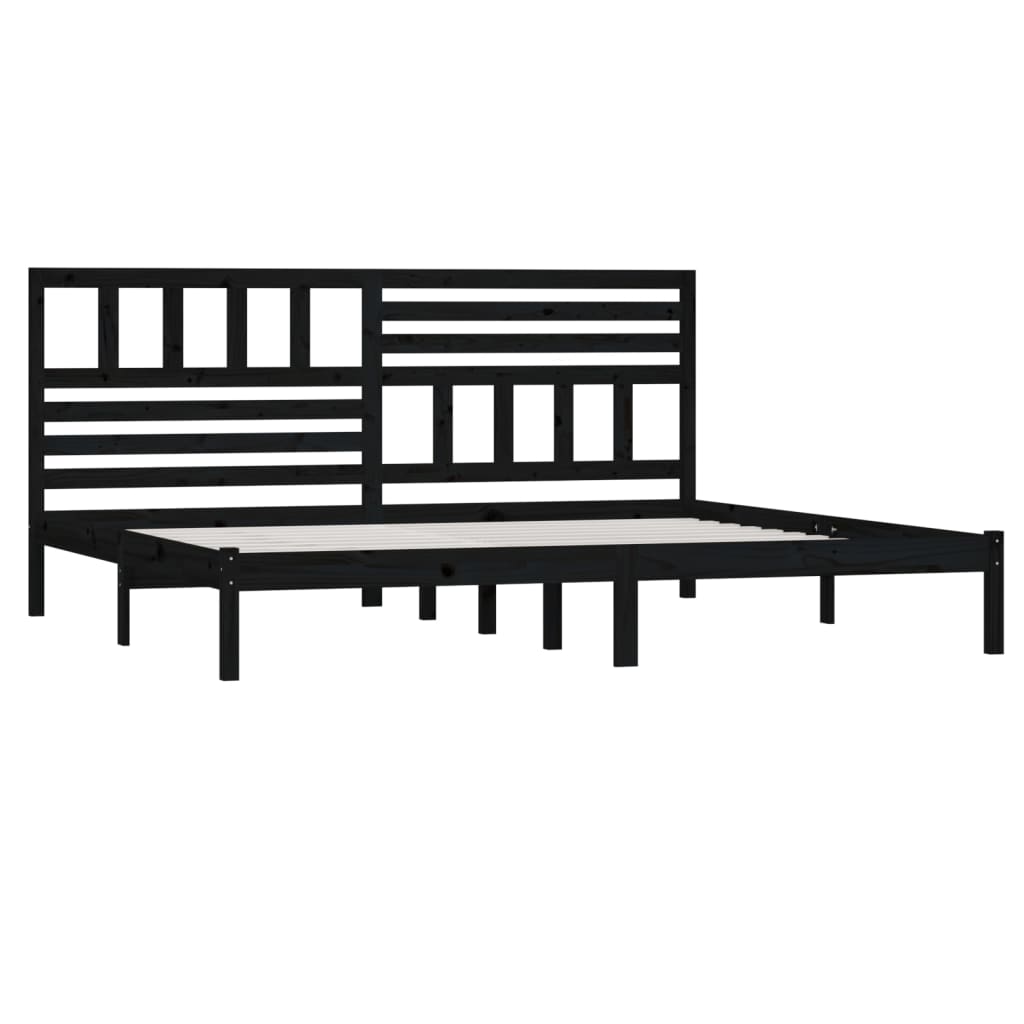 sengeramme 200x200 cm massivt fyrretræ sort