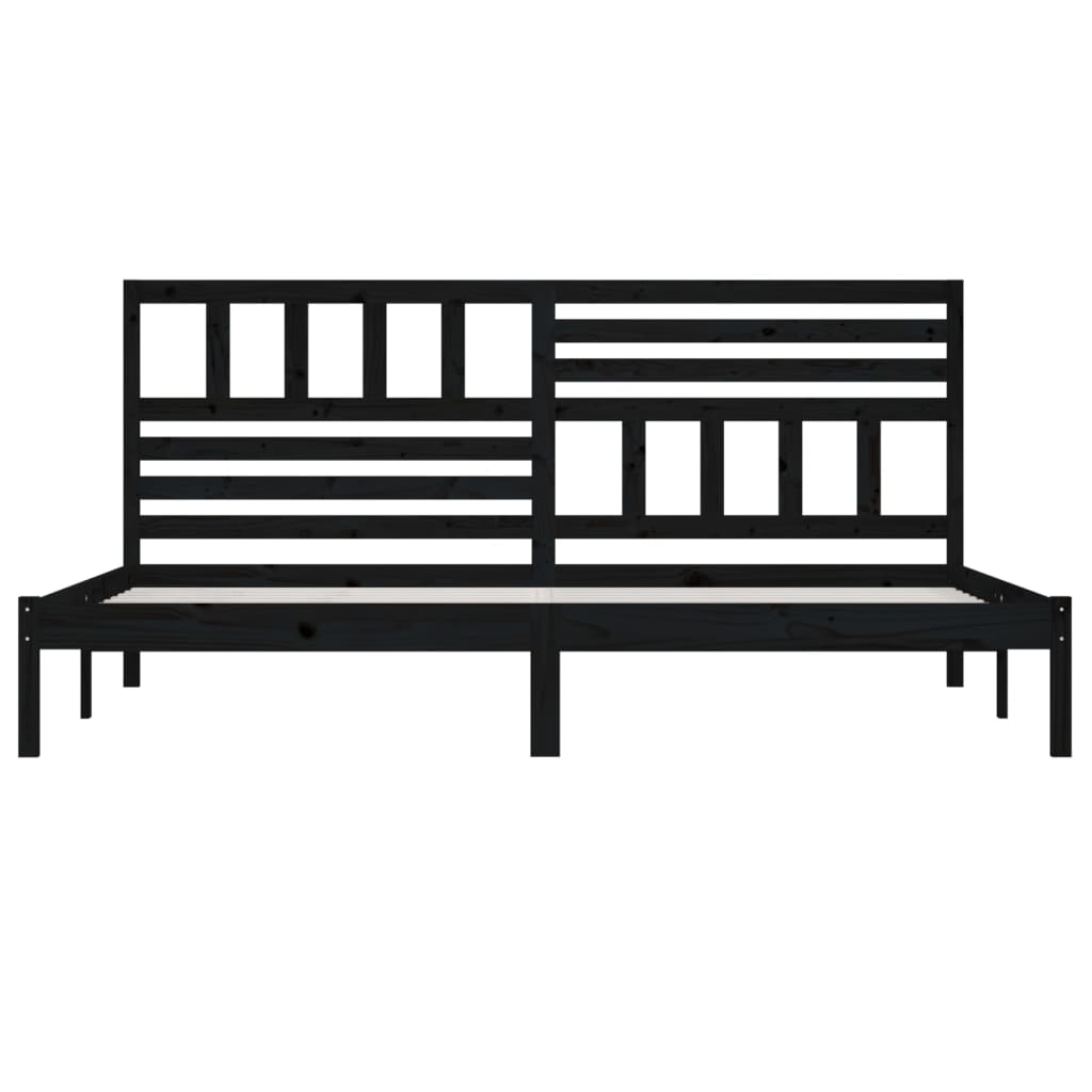 sengeramme 200x200 cm massivt fyrretræ sort