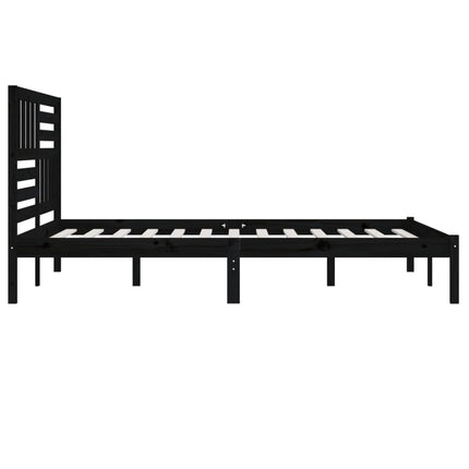 sengeramme 200x200 cm massivt fyrretræ sort