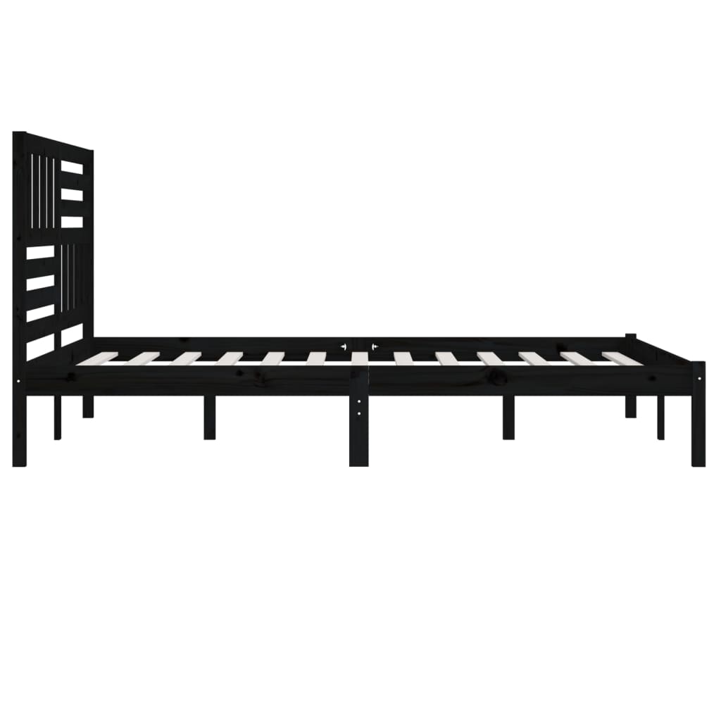 sengeramme 200x200 cm massivt fyrretræ sort