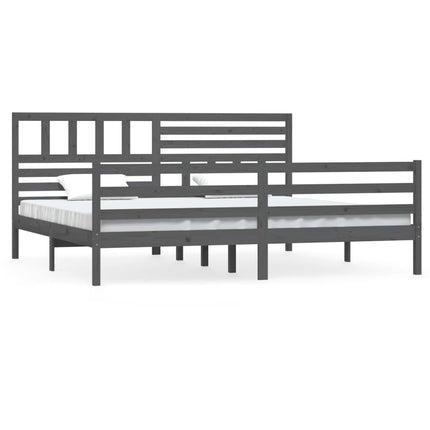 sengeramme 200x200 cm massivt træ grå