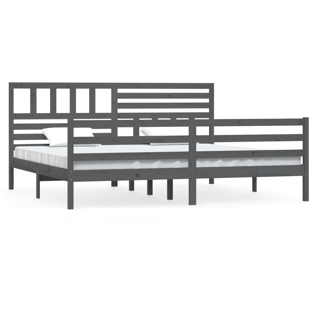 sengeramme 200x200 cm massivt træ grå