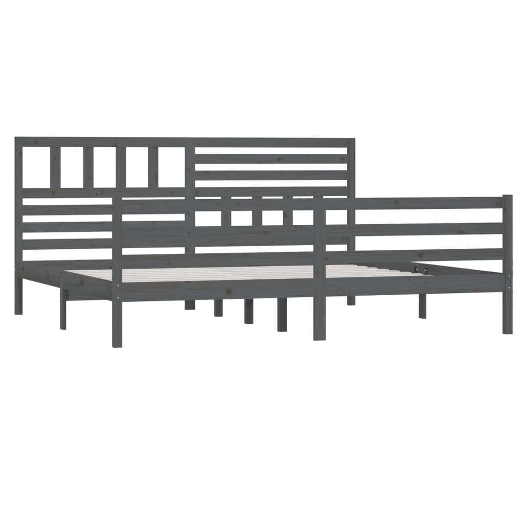 sengeramme 200x200 cm massivt træ grå