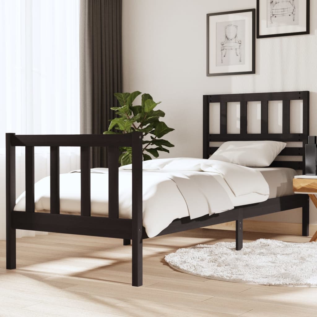 sengeramme 75x190 cm Small Single massivt træ sort
