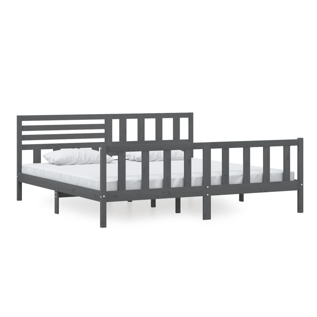 sengeramme 200x200 cm massivt træ grå