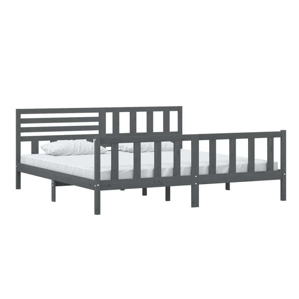 sengeramme 200x200 cm massivt træ grå
