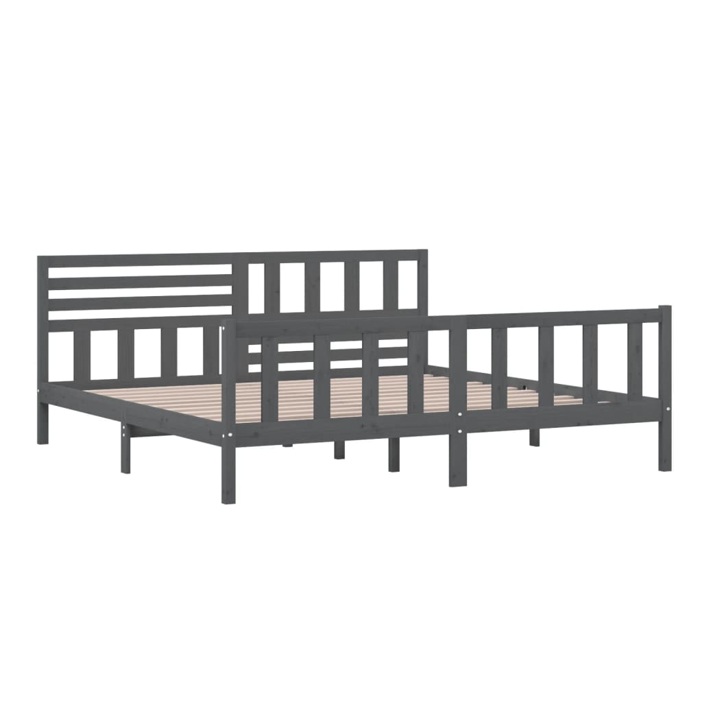 sengeramme 200x200 cm massivt træ grå