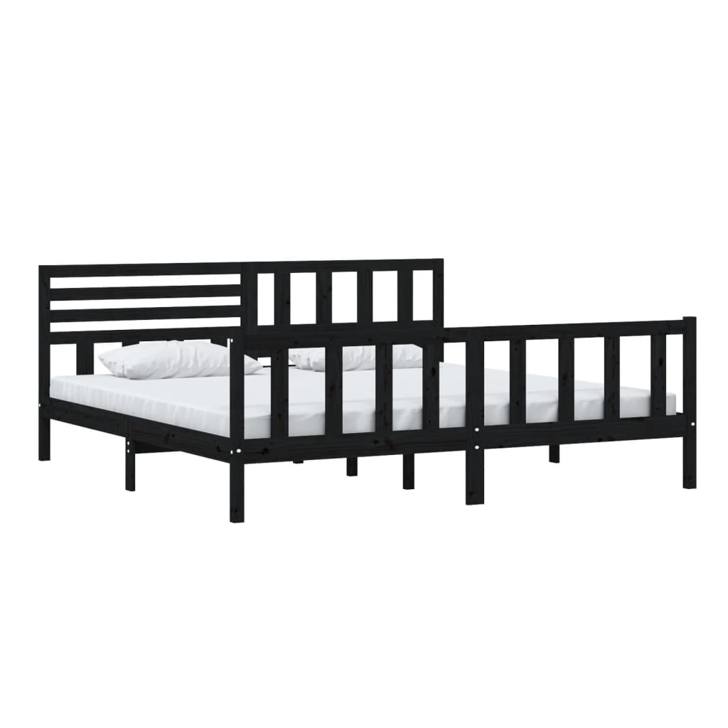 sengeramme 200x200 cm massivt træ sort