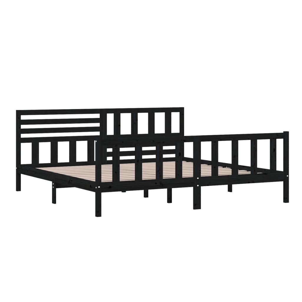 sengeramme 200x200 cm massivt træ sort