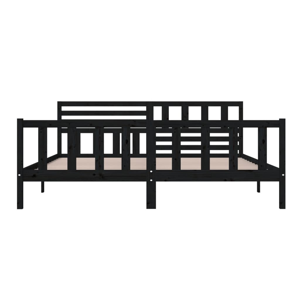 sengeramme 200x200 cm massivt træ sort