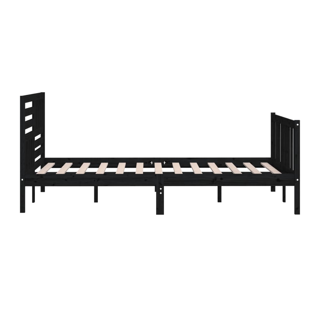 sengeramme 200x200 cm massivt træ sort