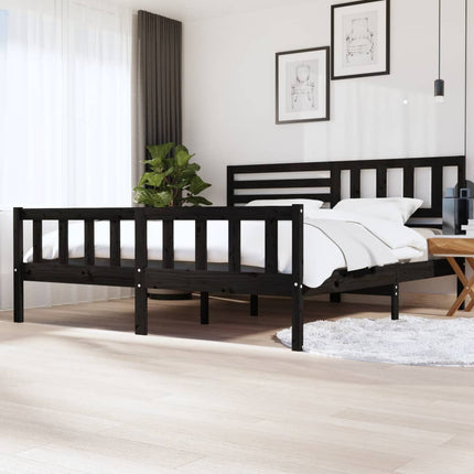 sengeramme 200x200 cm massivt træ sort