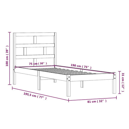 sengeramme 75x190 cm Small Single massivt træ