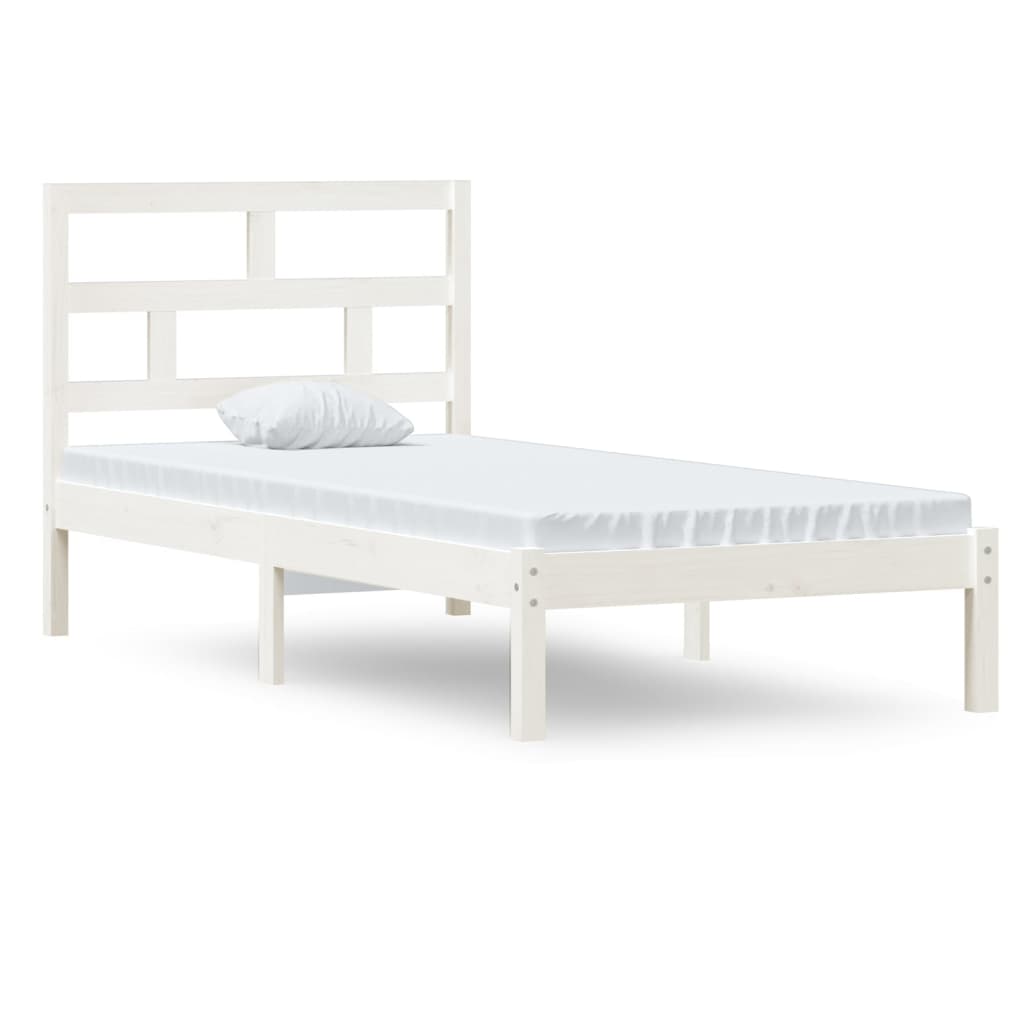sengeramme 90x190 cm Single massivt træ hvid
