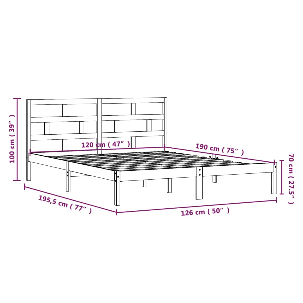 sengeramme 120x190 cm Small Double massivt træ