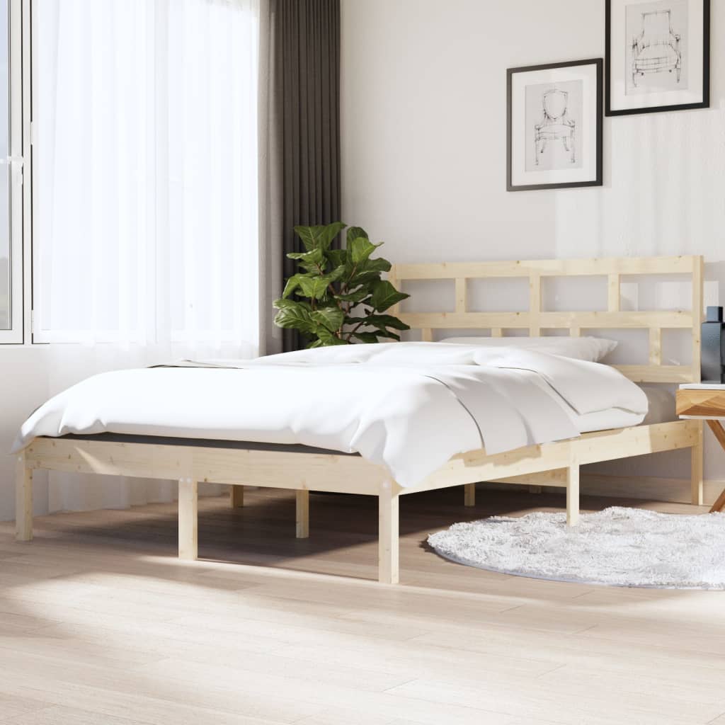 sengeramme 135x190 cm dobbelt massivt træ