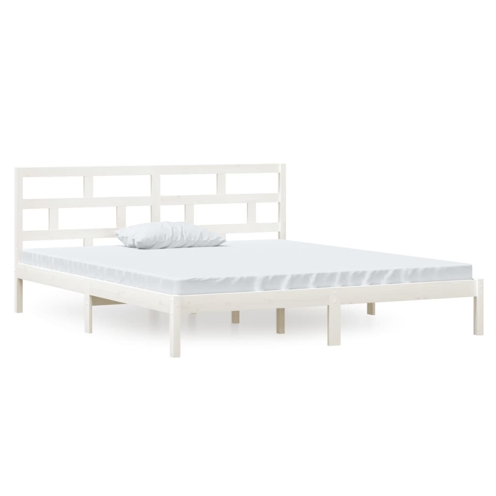 sengeramme 135x190 cm dobbelt massivt træ hvid