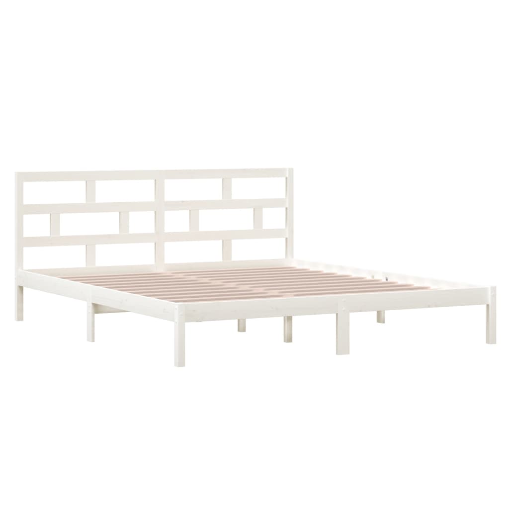 sengeramme 135x190 cm dobbelt massivt træ hvid
