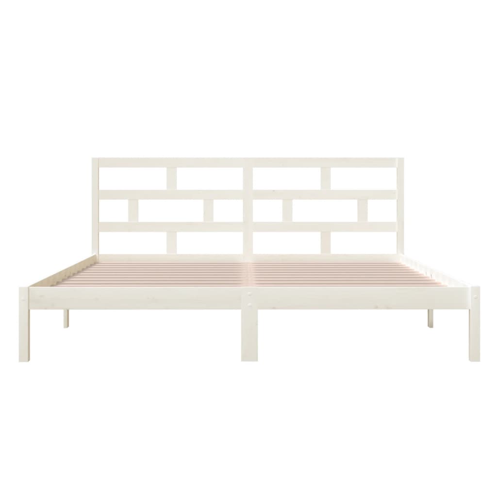 sengeramme 135x190 cm dobbelt massivt træ hvid